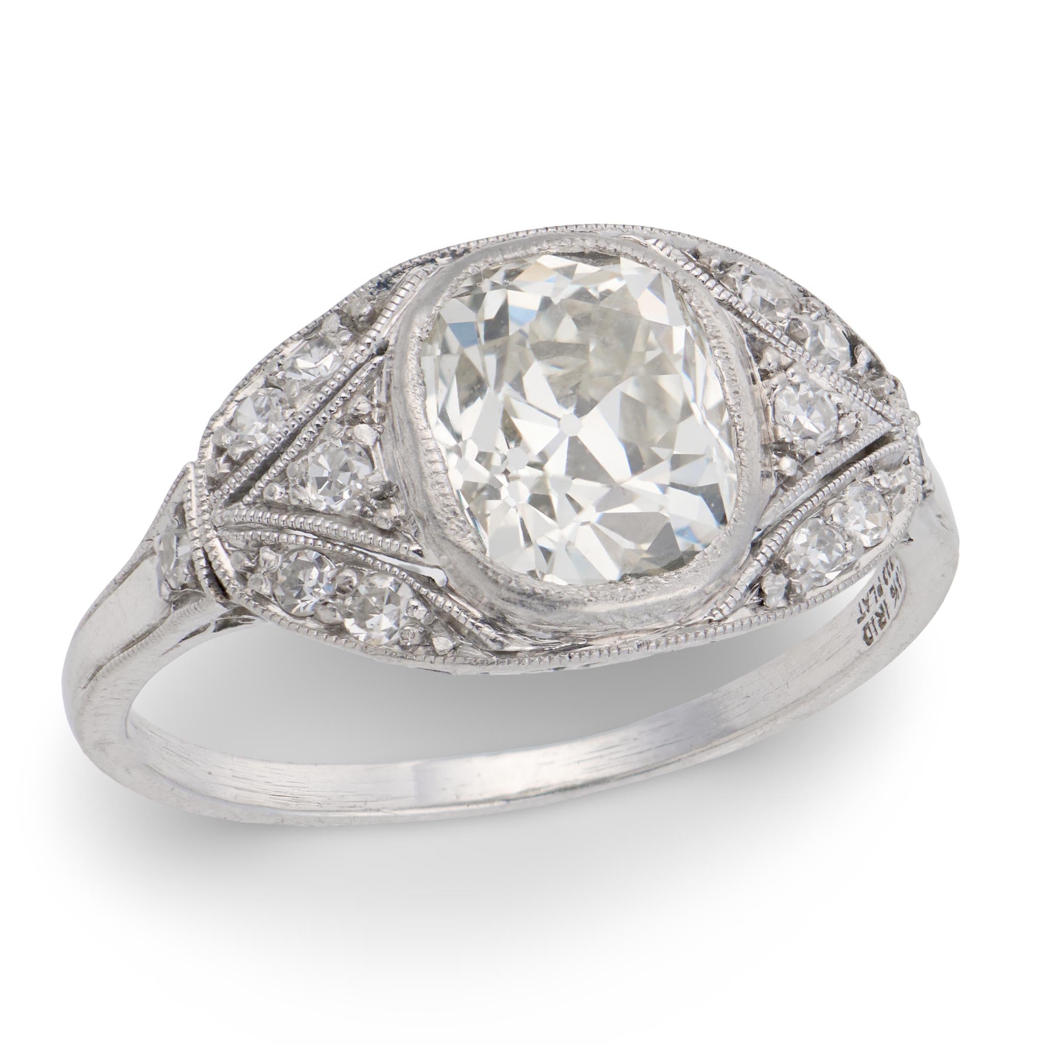 WOOD & SONS,J.R. Edwardian Platinum Diamond Engagement Ring 1.80ct