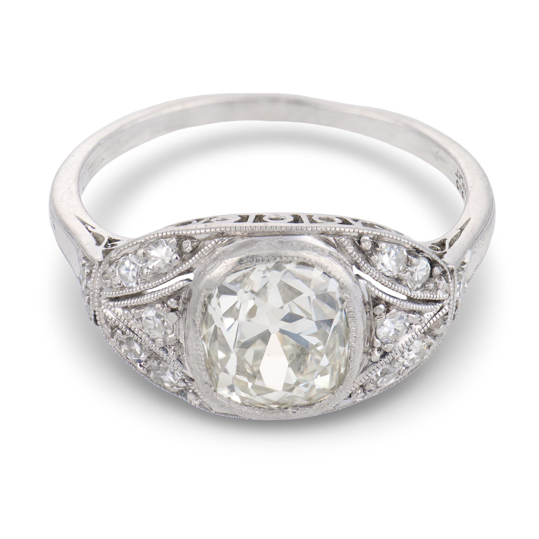 WOOD & SONS,J.R. Edwardian Platinum Diamond Engagement Ring 1.80ct
