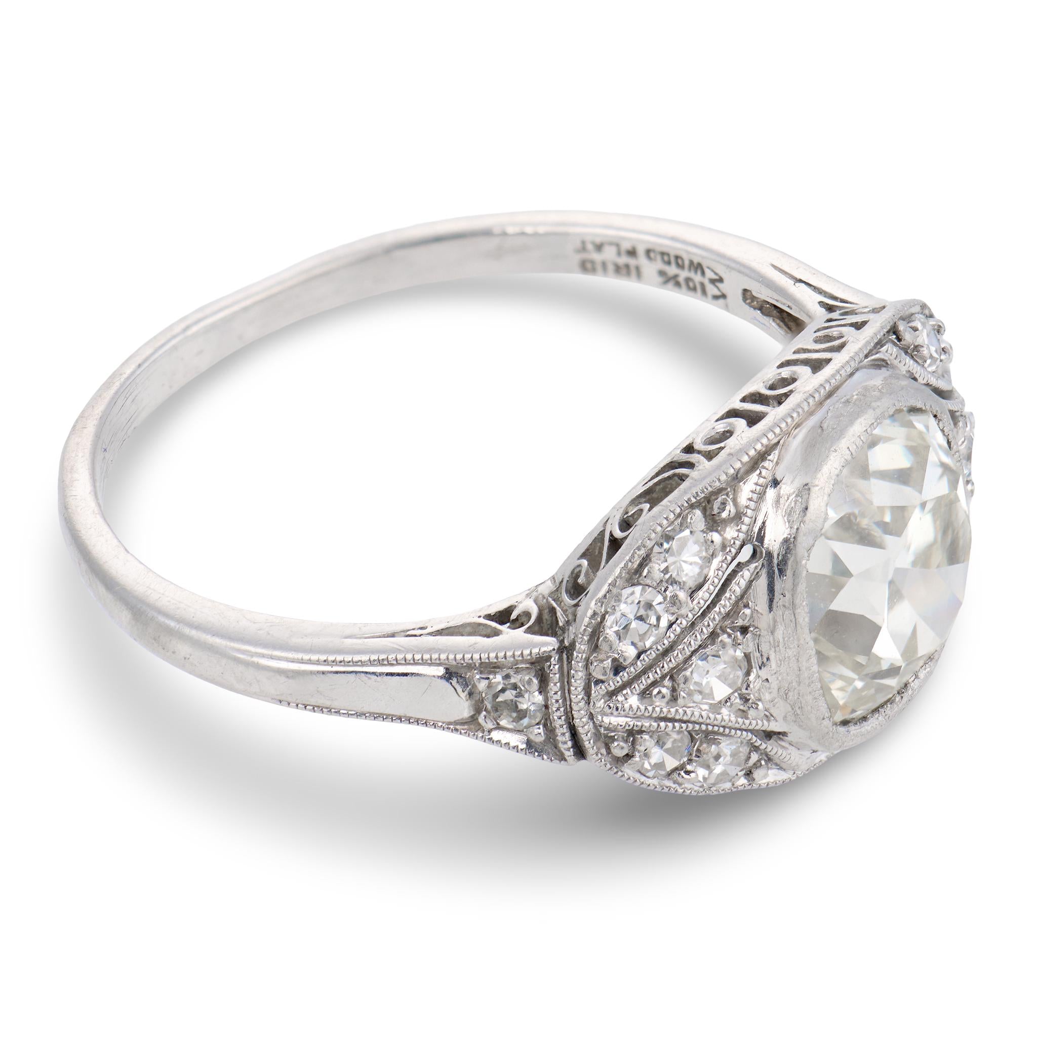 WOOD & SONS,J.R. Edwardian Platinum Diamond Engagement Ring 1.80ct