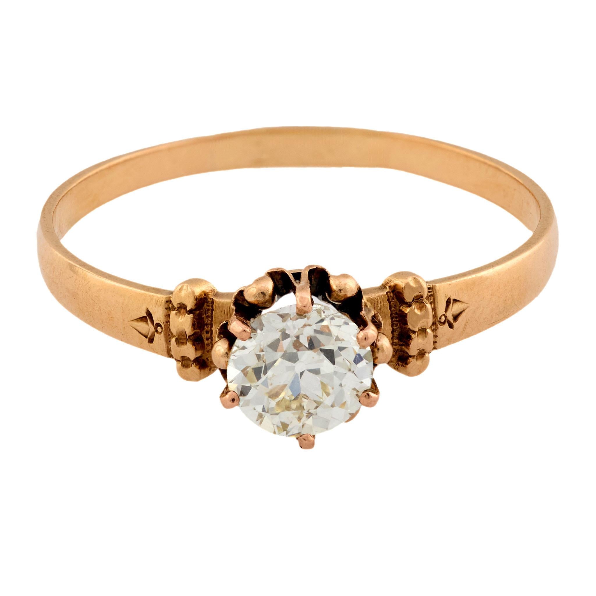 Victorian 14k Diamond Engagement Ring .65ct