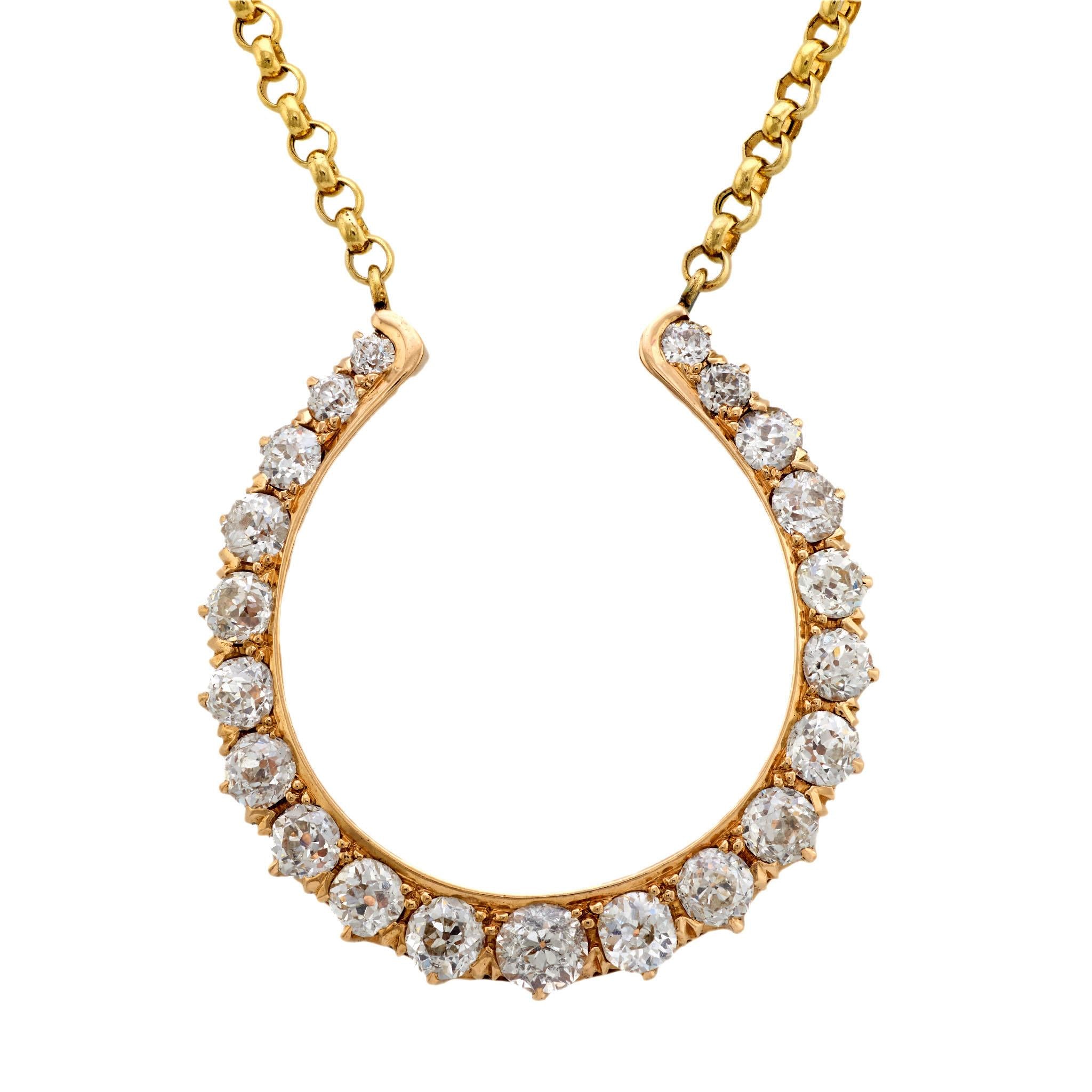 Victorian 14k Diamond Horseshoe Pendant