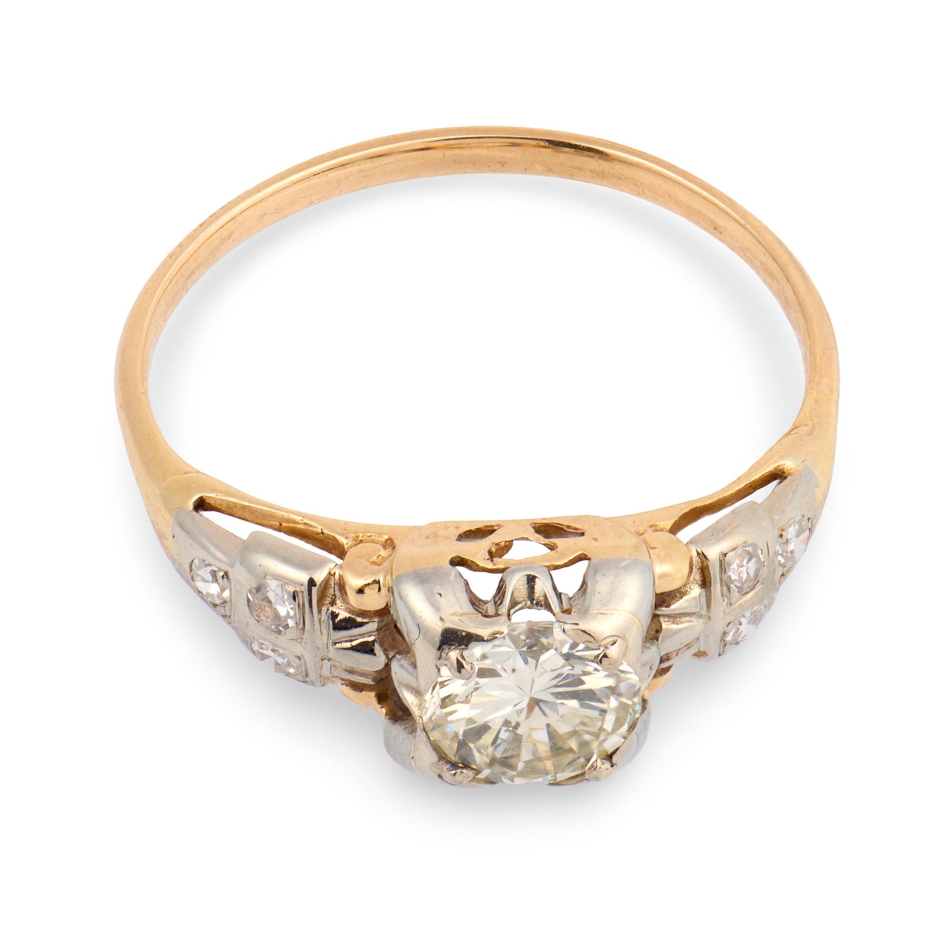 Retro 14k Diamond Engagement Ring .50ct