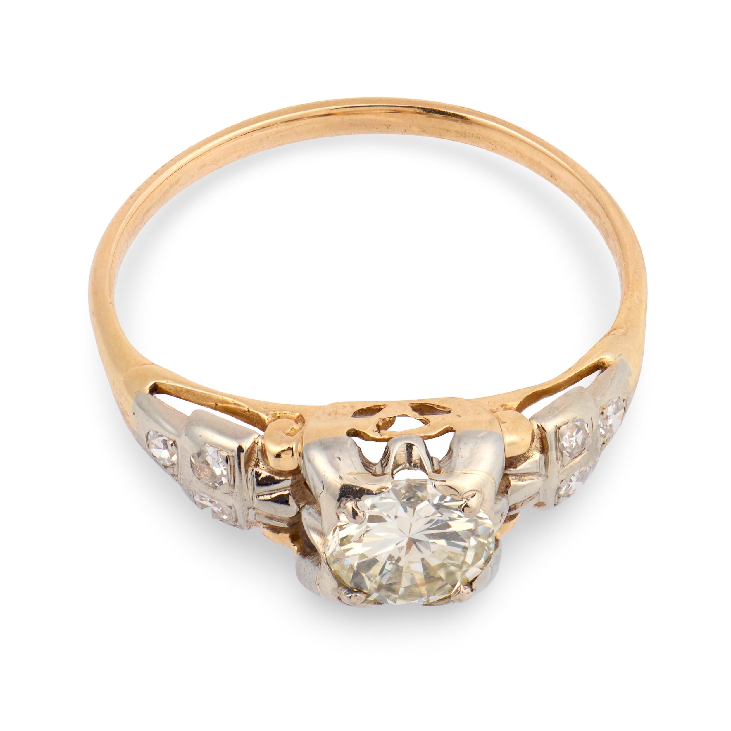 Retro 14k Diamond Engagement Ring .50ct