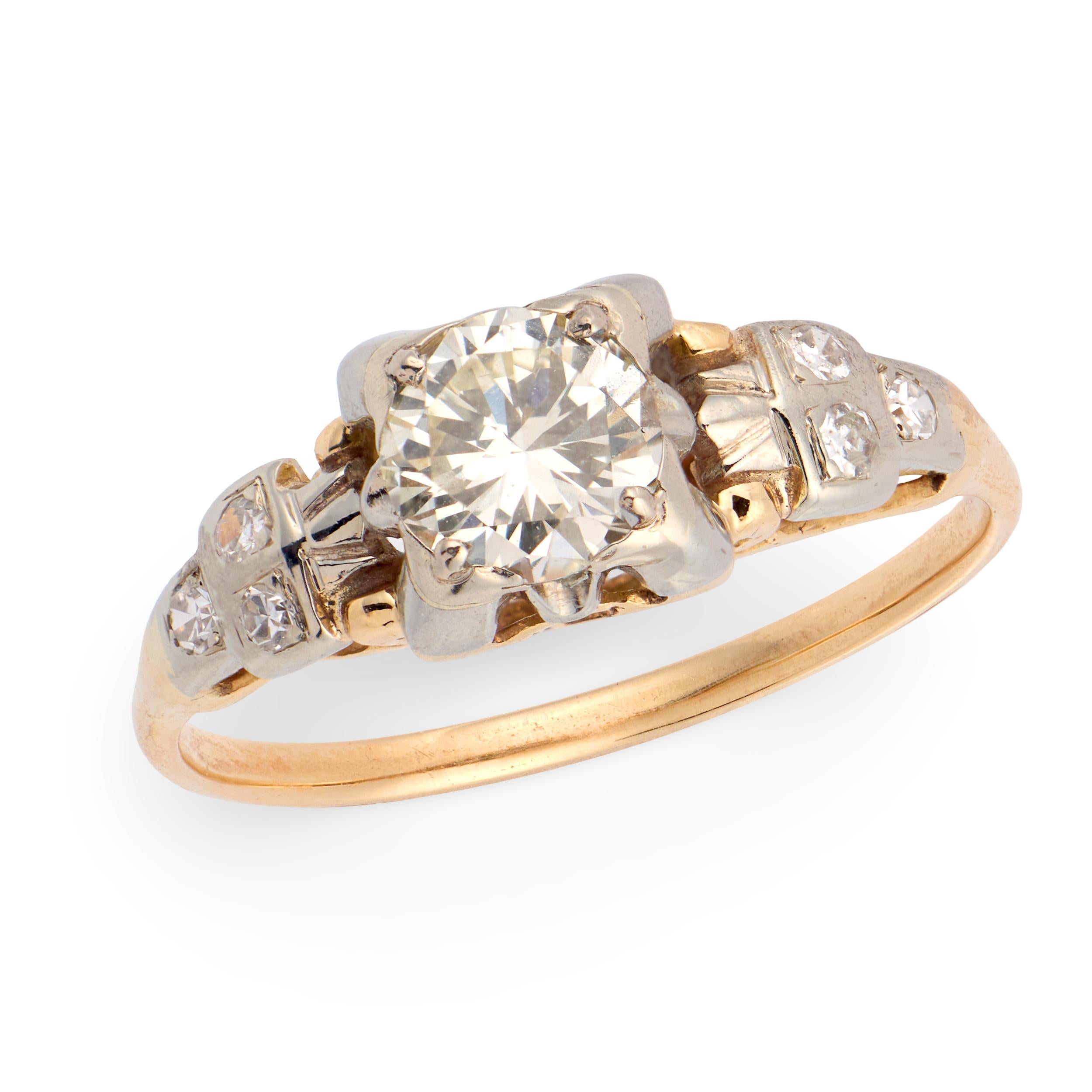 Retro 14k Diamond Engagement Ring .50ct