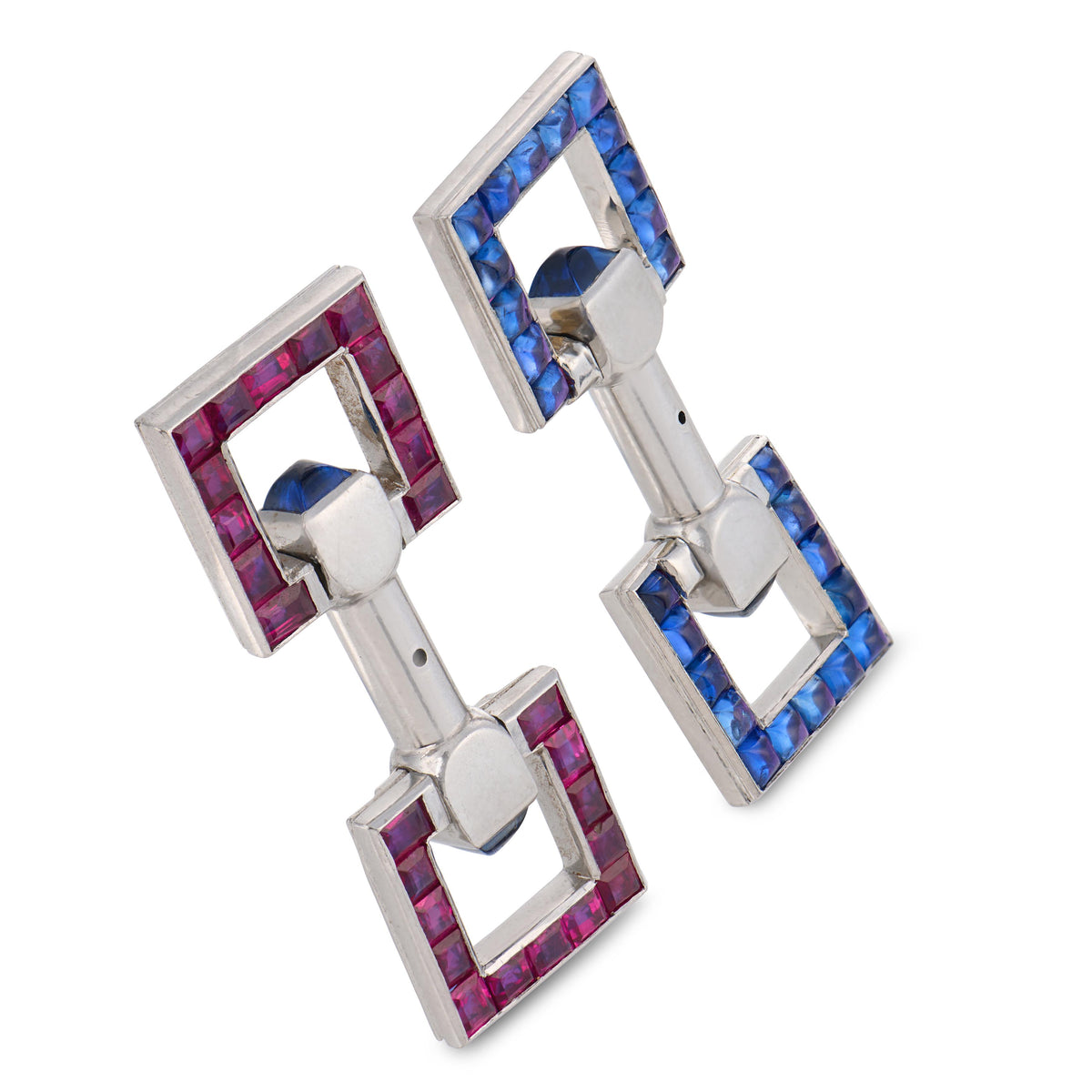 Vintage Platinum Sapphire Double-Sided Cufflinks