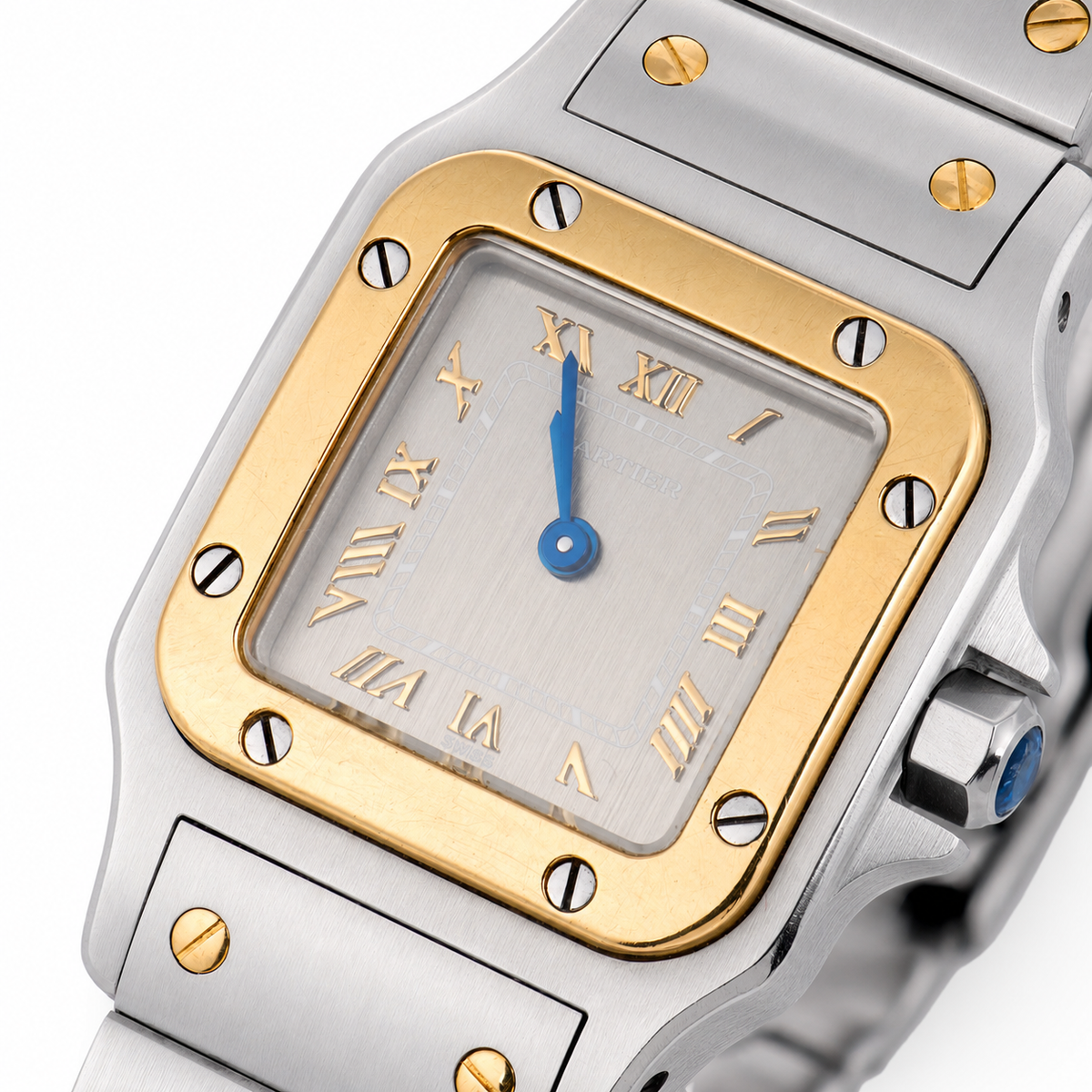 CARTIER  Estate 18k/Stainless Steel Santos Two-Tone Ladies Watch