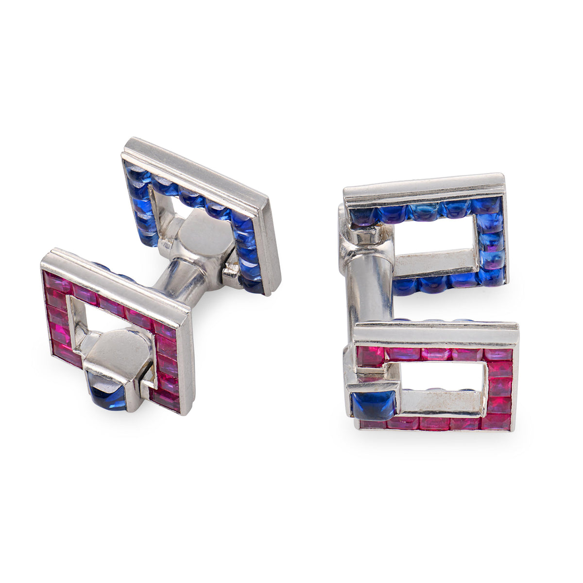 Vintage Platinum Sapphire Double-Sided Cufflinks
