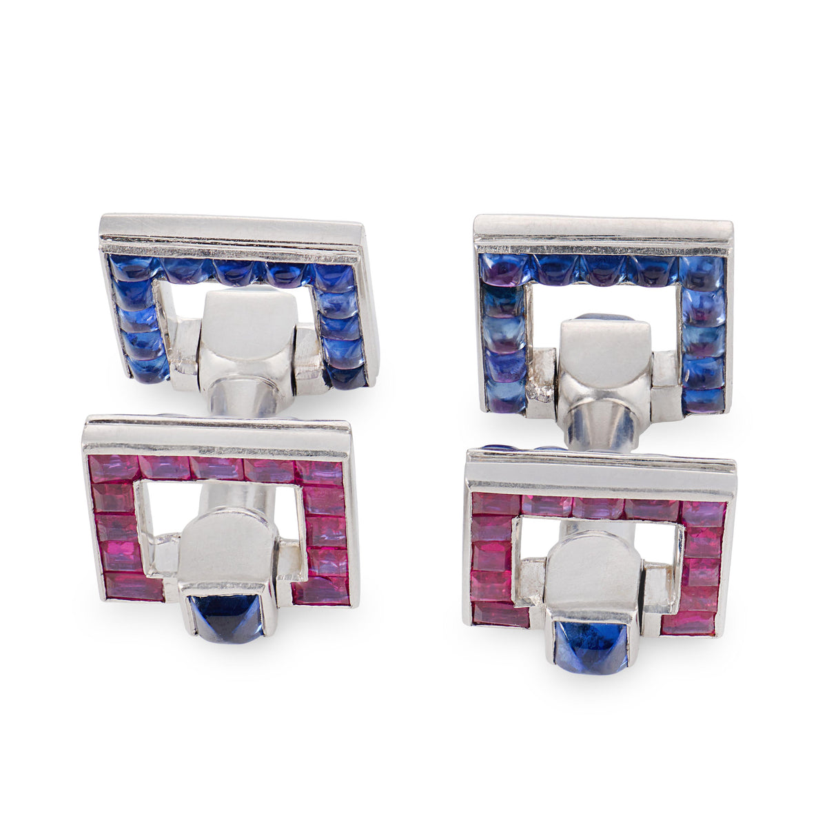 Vintage Platinum Sapphire Double-Sided Cufflinks