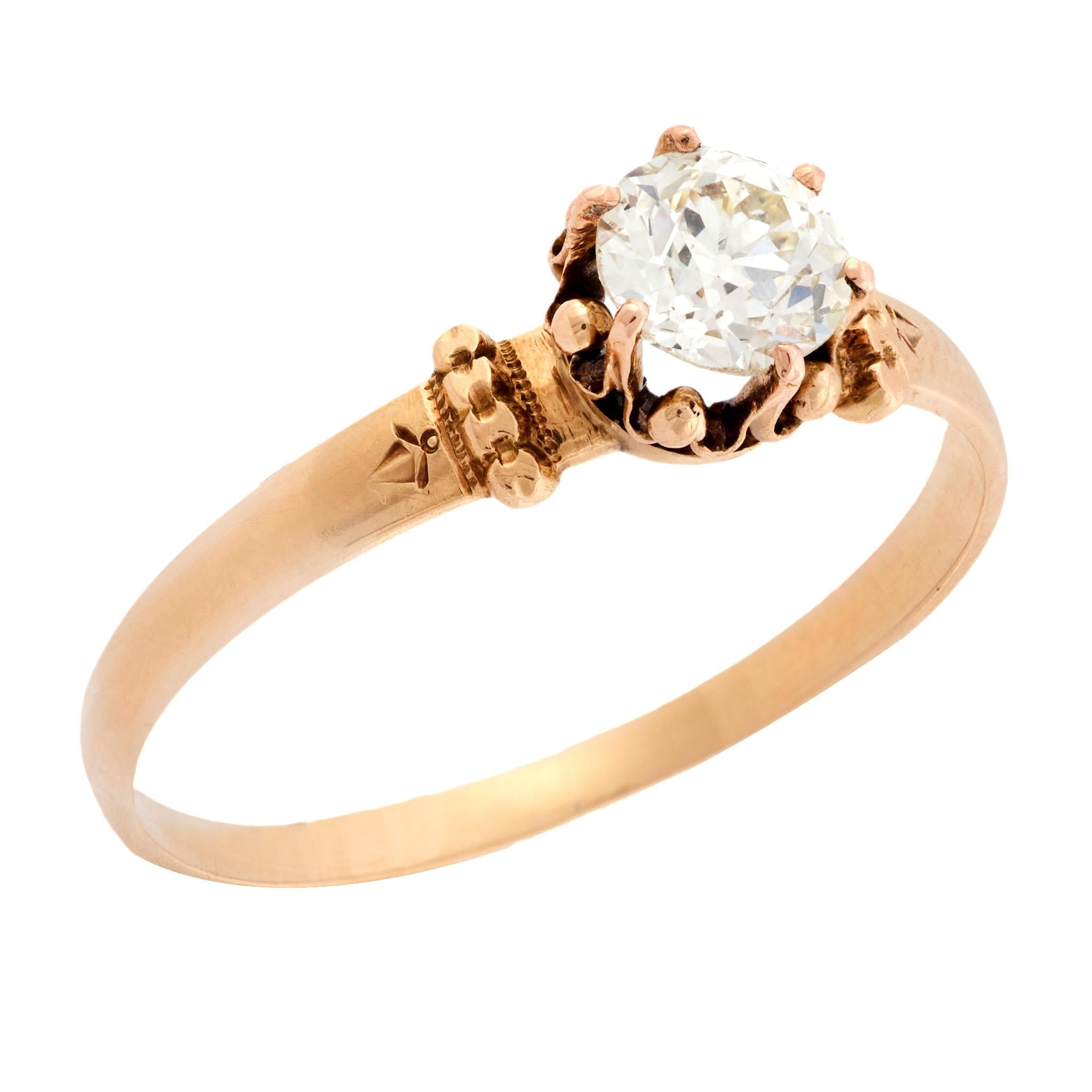 Victorian 14k Diamond Engagement Ring .65ct