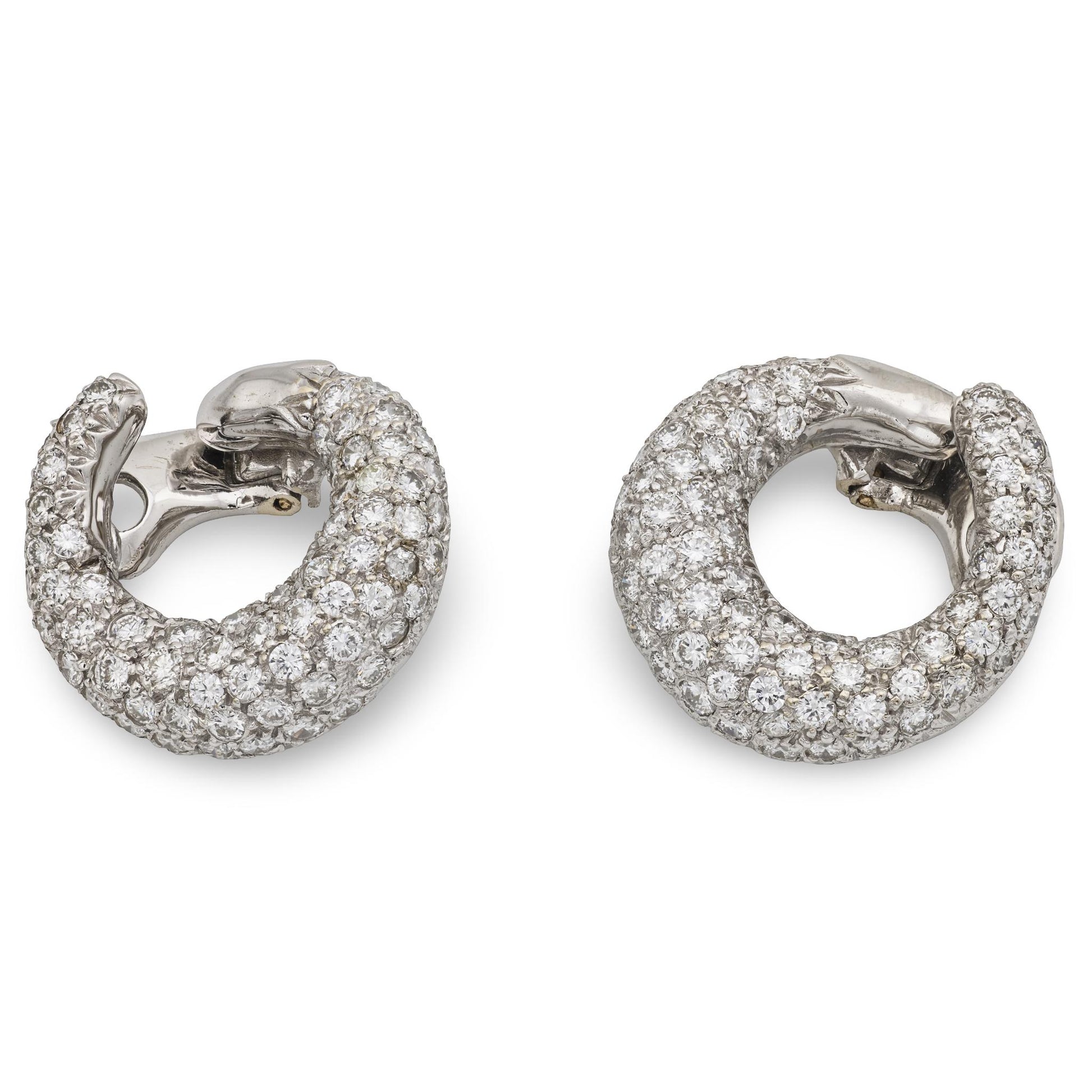 Estate 14k Pavé Swirl Earrings