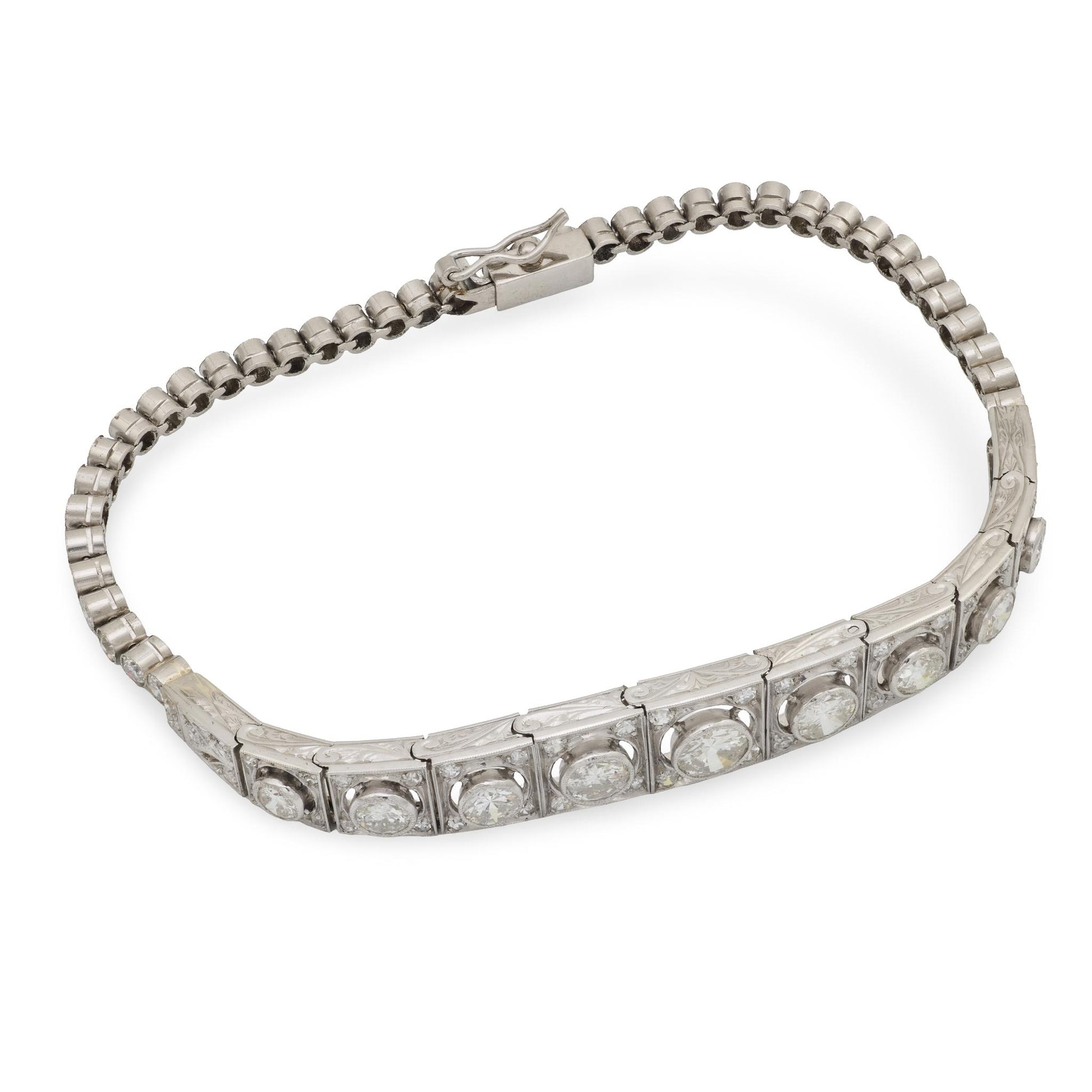 Edwardian Platinum Diamond Line Bracelet