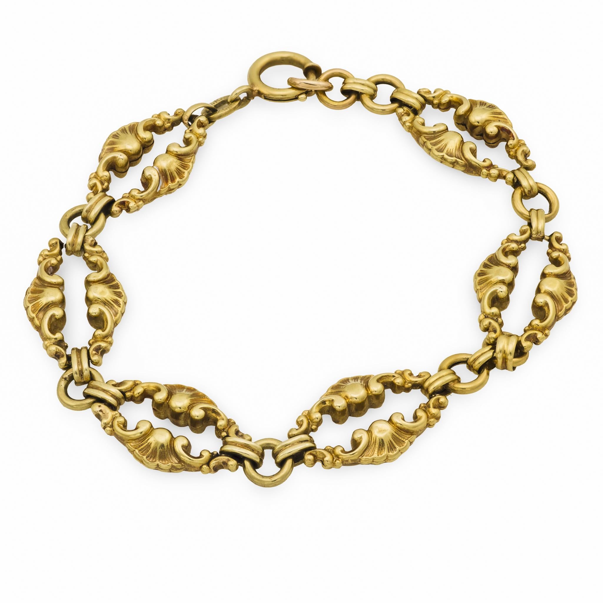 Art Nouveau 14k Link Bracelet