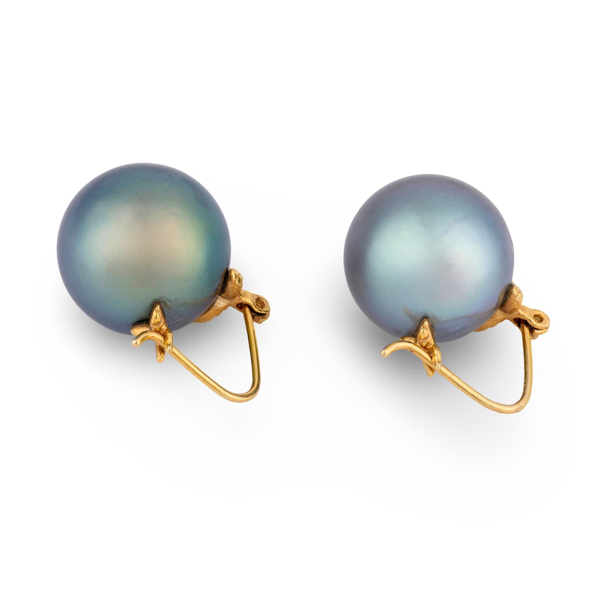 Estate 14k Black Tahitian Pearl Earring 14mm