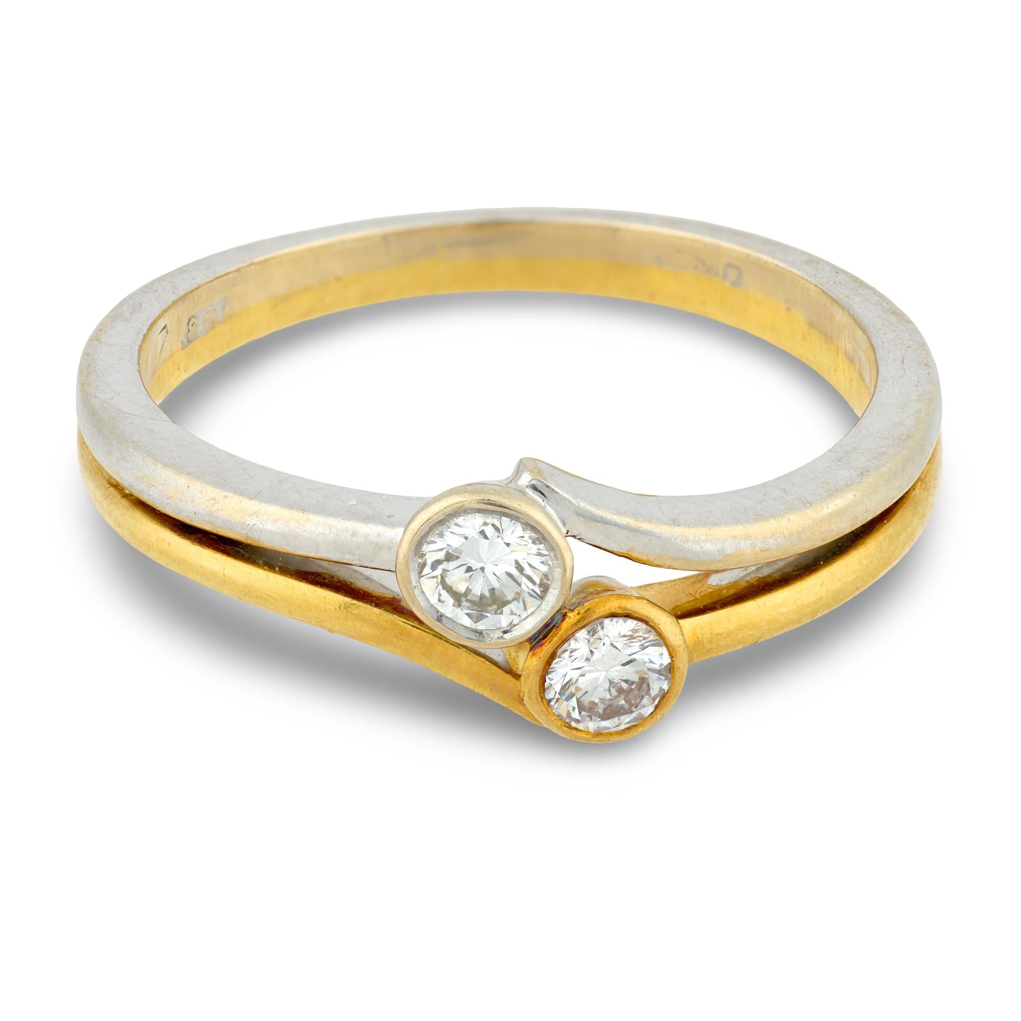 Art Nouveau 18k/Platinum Diamond Ring