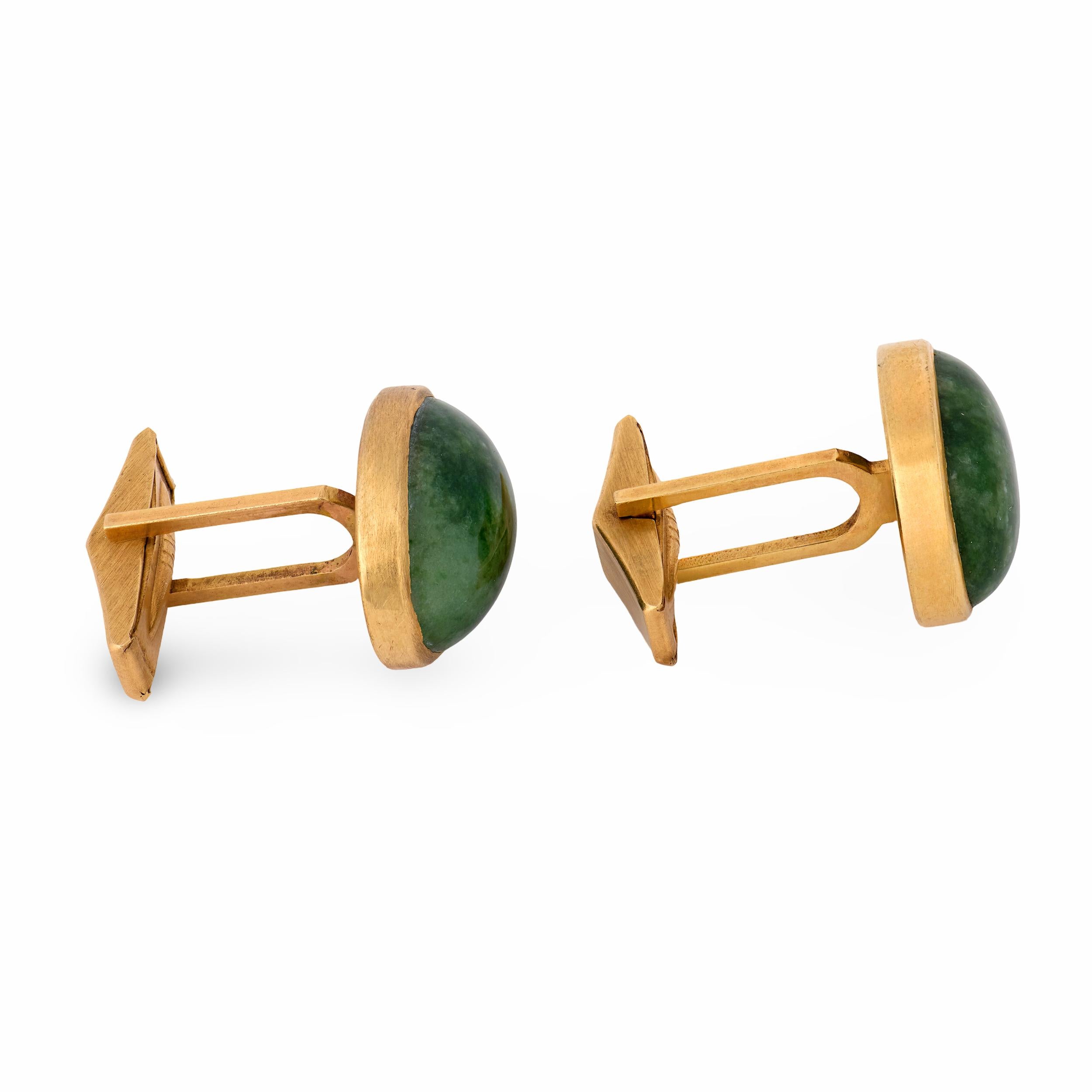 Retro 14k Jade Cufflinks