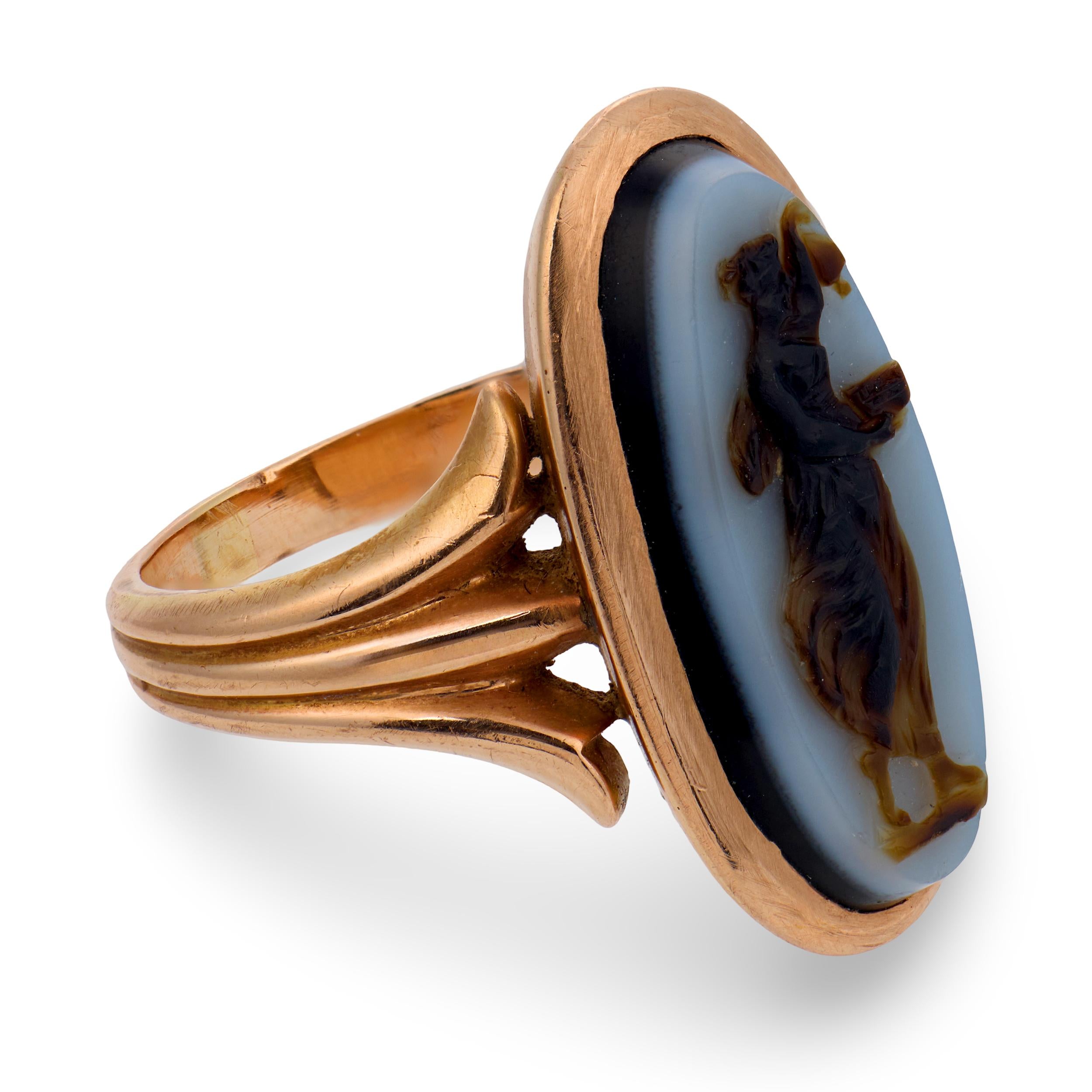 Victorian 14k Agate Cameo Ring