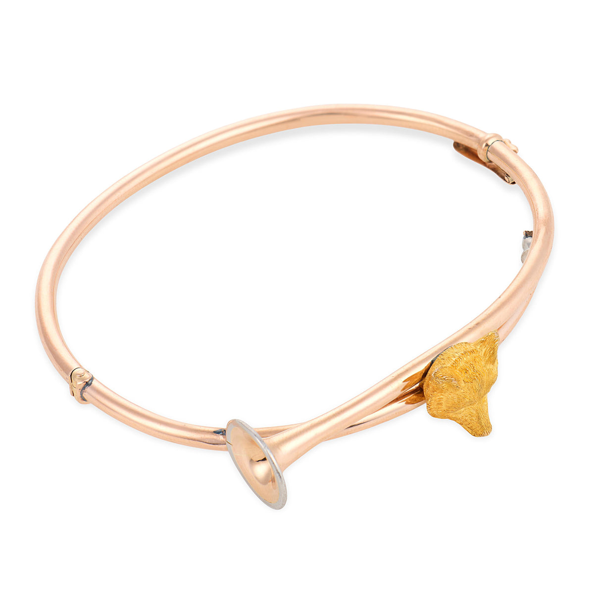 Victorian 14k Hunting Horn & Fox-Motif Bangle