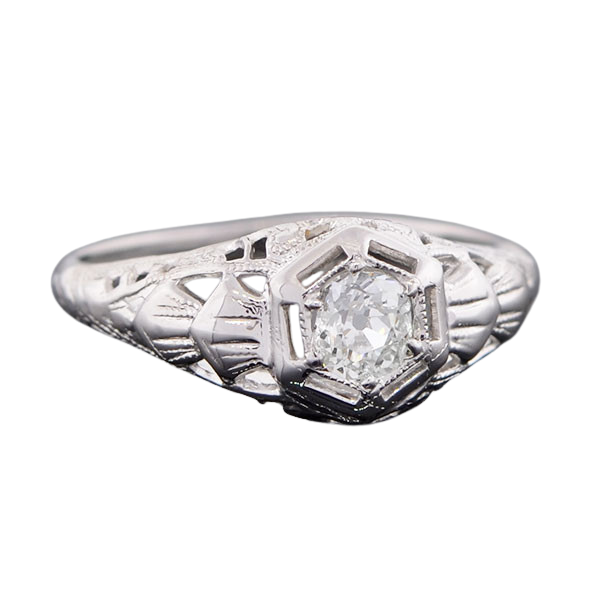 Art Deco 14kt Diamond Engagement Ring .26ct