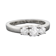 Estate Platinum 3-Stone Diamond Engagement Ring 0.73ctw