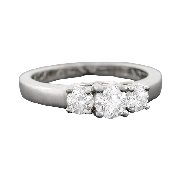 Estate Platinum 3-Stone Diamond Engagement Ring 0.73ctw