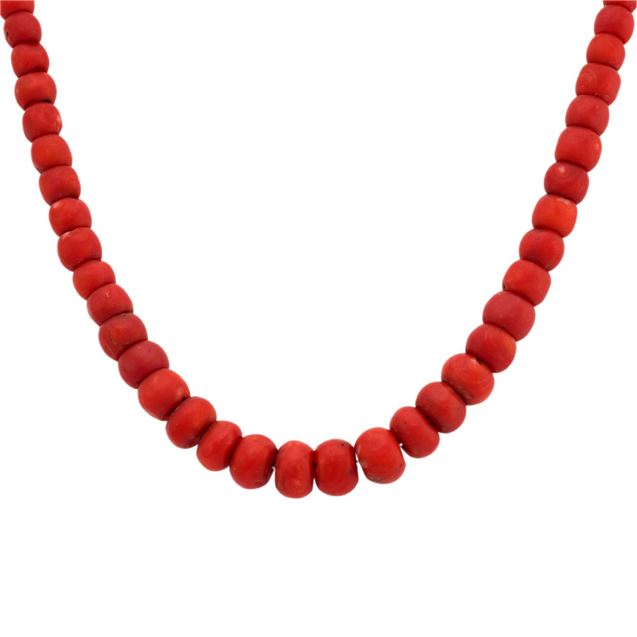 Victorian 14k Coral Bead Necklace
