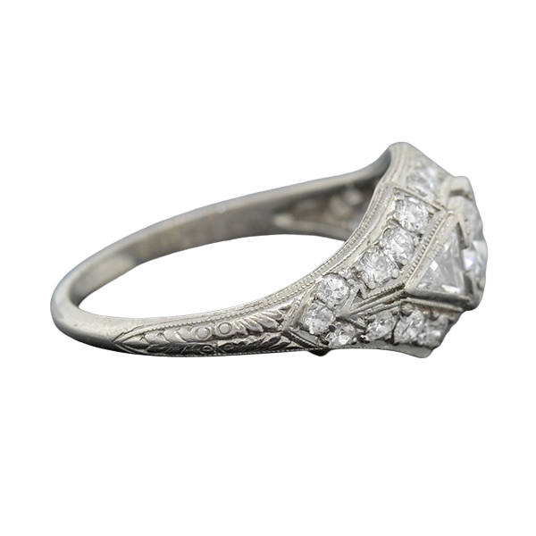 Art Deco Platinum & Diamond Engagement Ring .43ct