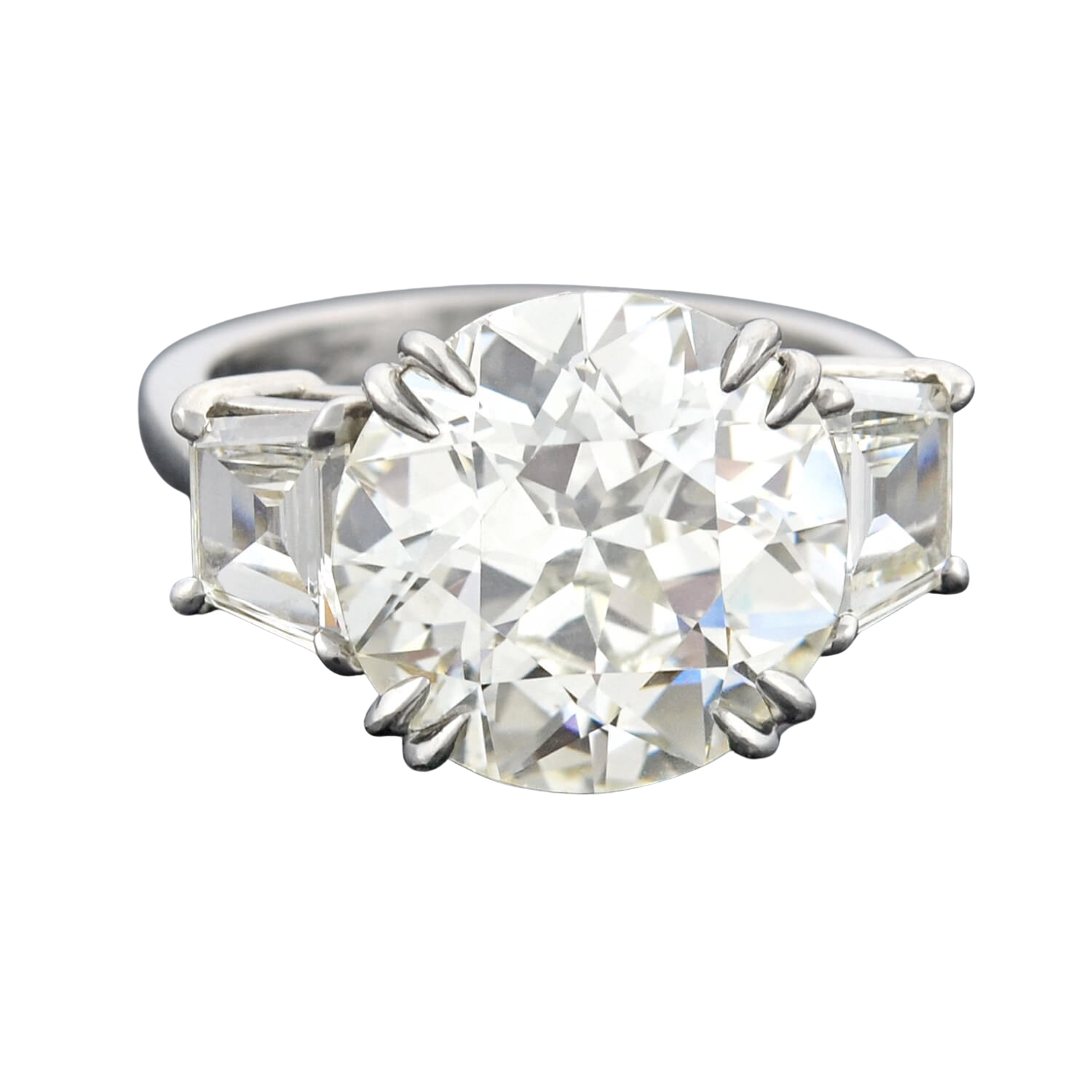 Vintage Platinum Old European Cut Diamond Engagement Ring 6.29ct center