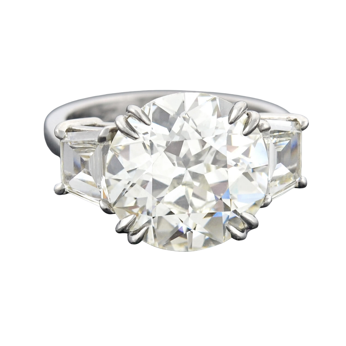 Vintage Platinum Old European Cut Diamond Engagement Ring 6.29ct center
