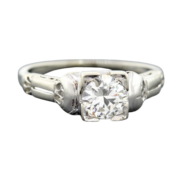 Late Art Deco 18kt Diamond Engagement Ring 0.62ct