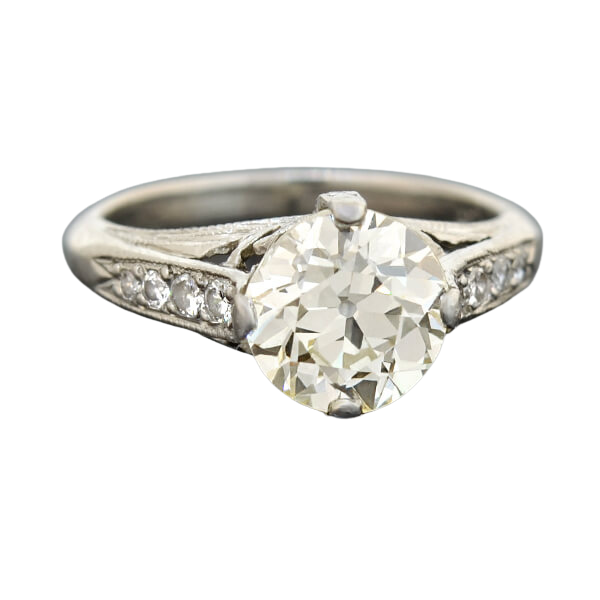 Art Deco Style Platinum Diamond Engagement Ring 1.85ct