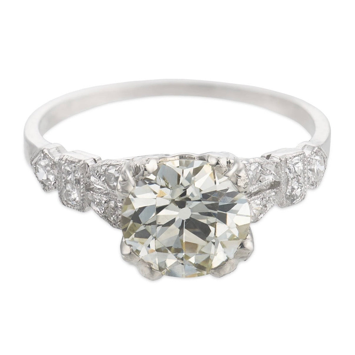 Art Deco Platinum Diamond Engagement Ring 1.59ct