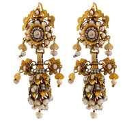 Georgian French 18k Seed Pearl Chandelier Earrings