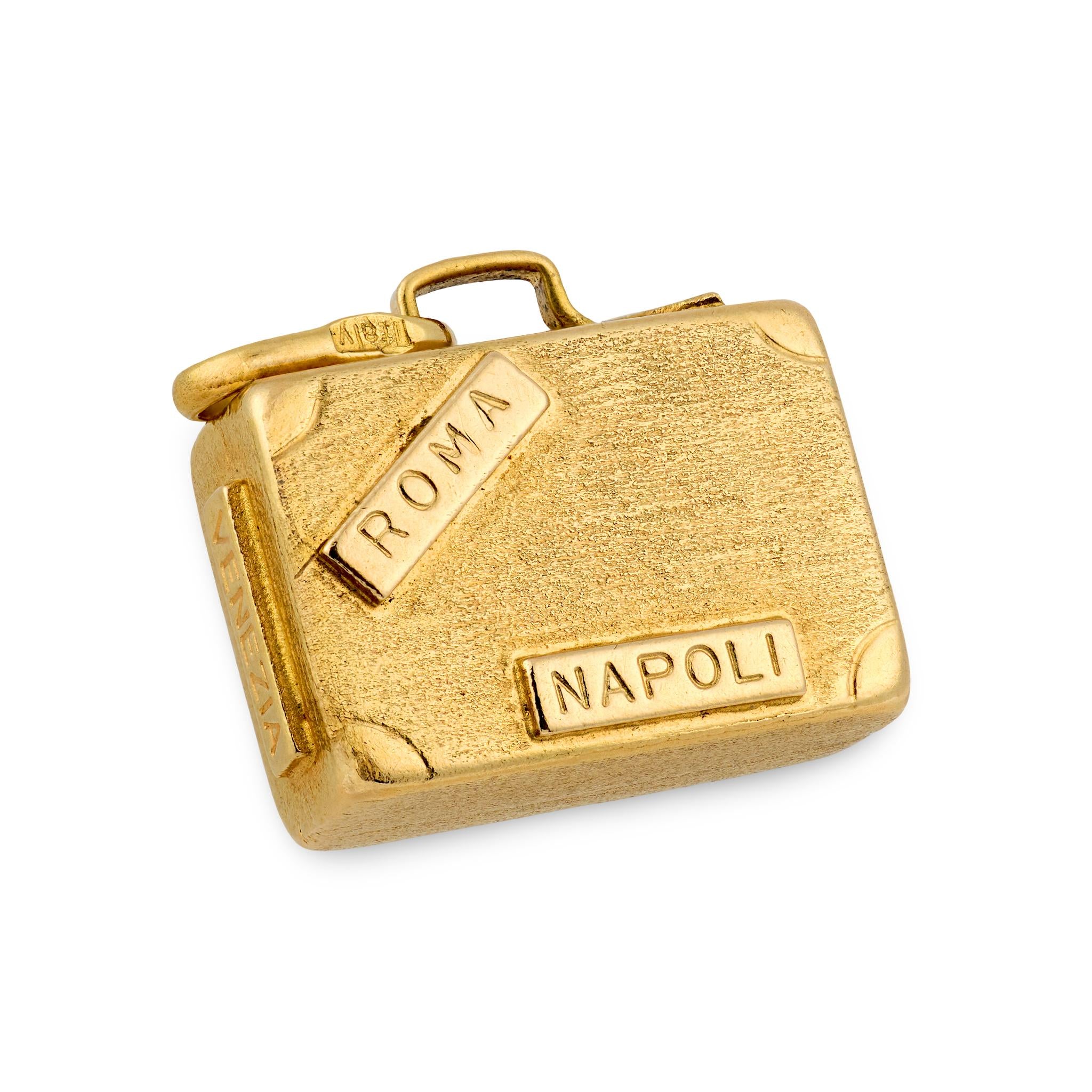 Estate Italian 18k Suitcase Pendant/Charm