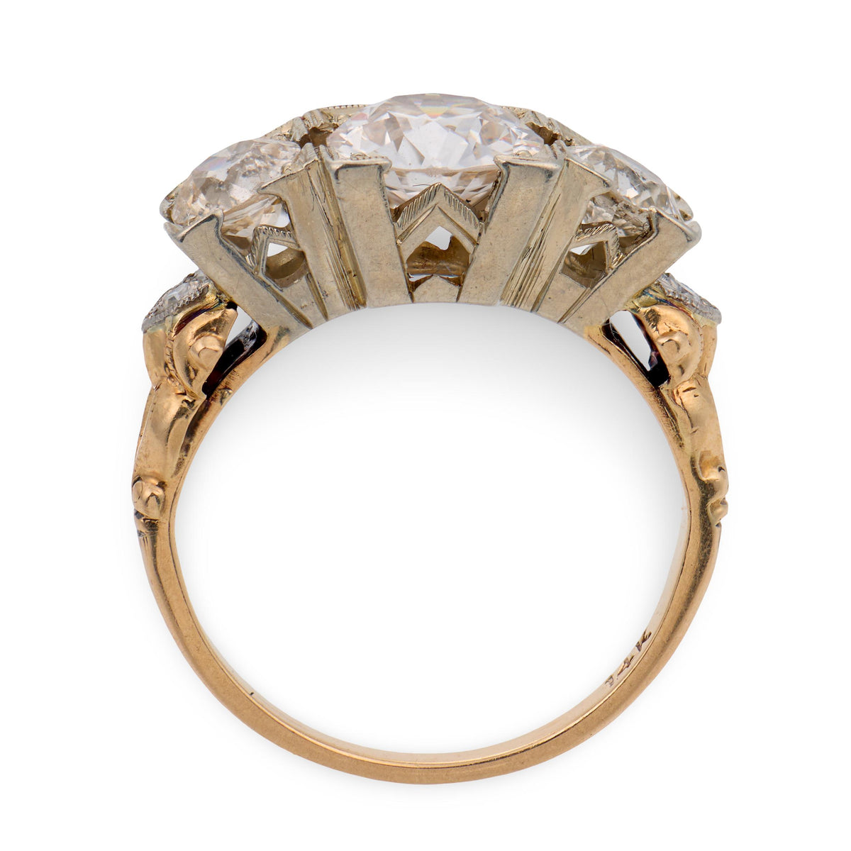Edwardian 14k/Platinum Diamond Three Stone Ring