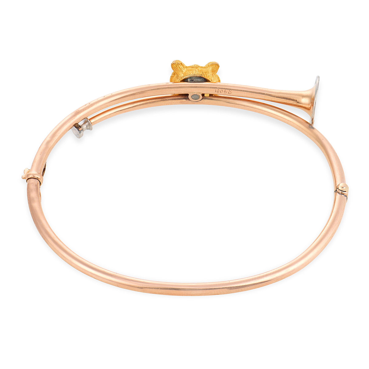 Victorian 14k Hunting Horn & Fox-Motif Bangle