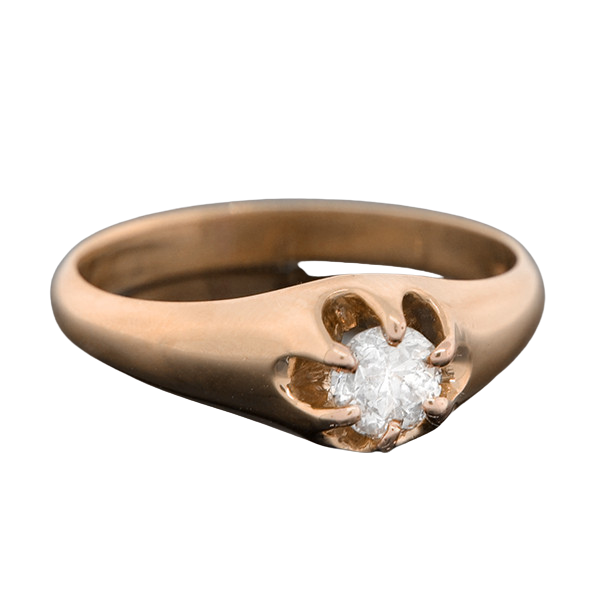 Victorian 14kt Diamond Solitaire Engagement Ring 0.49ct