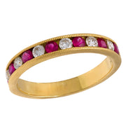 Estate 18k Ruby and Diamond Half Band