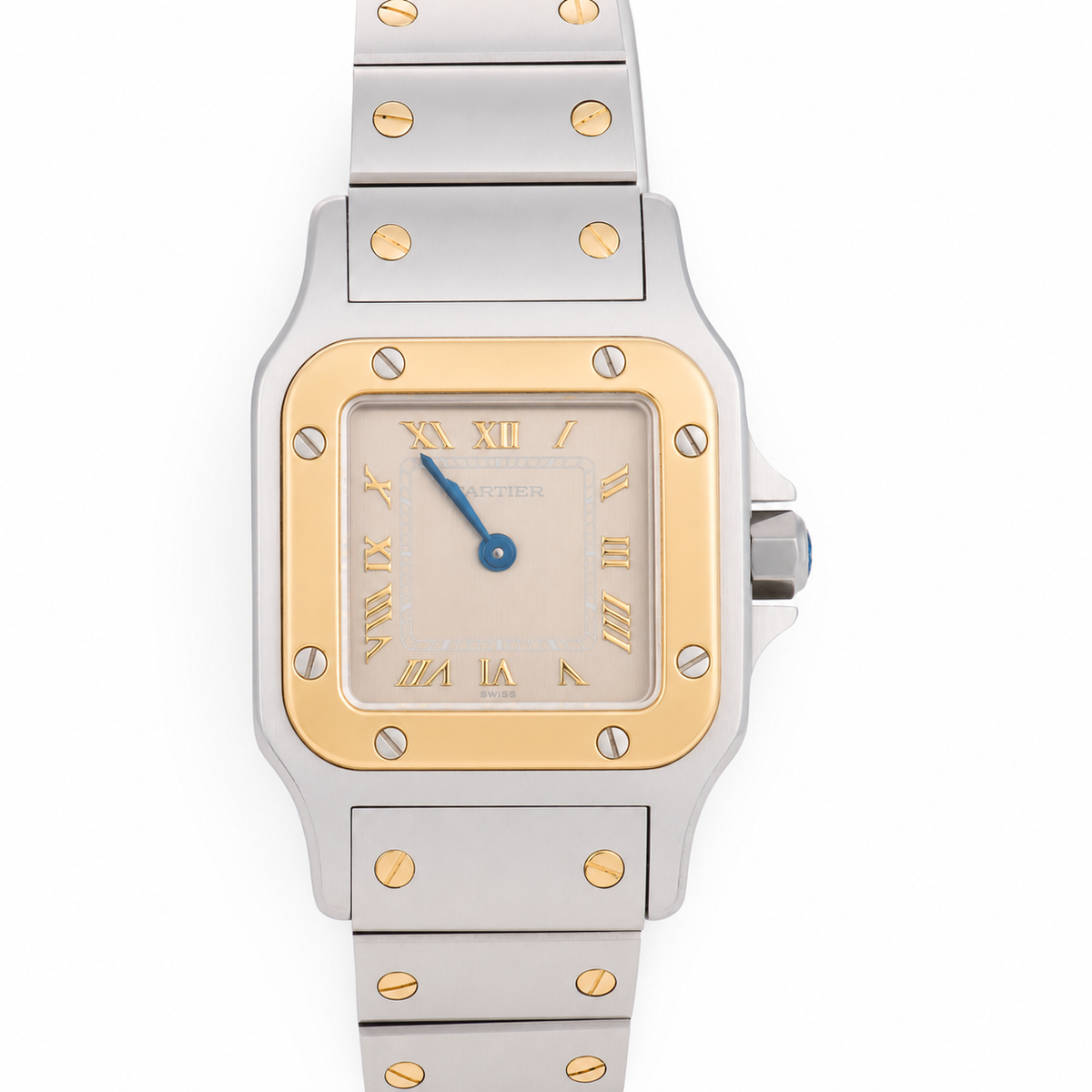 CARTIER  Estate 18k/Stainless Steel Santos Two-Tone Ladies Watch