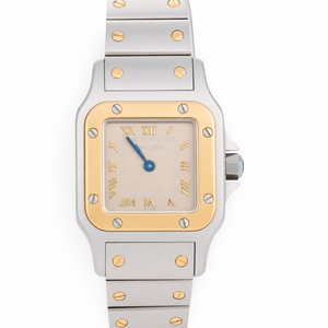 CARTIER  Estate 18k/Stainless Steel Santos Two-Tone Ladies Watch