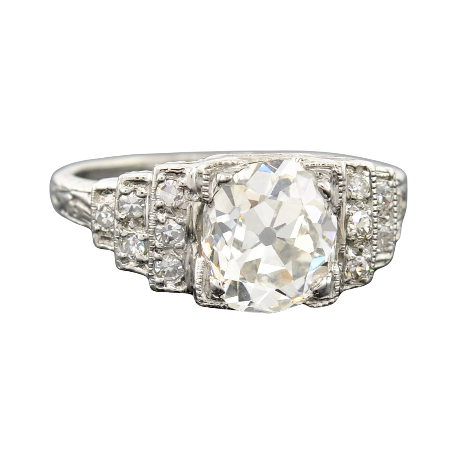 Art Deco Platinum Diamond Engagement Ring 2.16ct