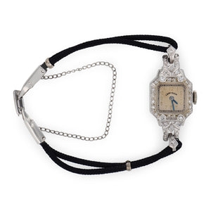 LADY ELGIN Art Deco Platinum Diamond Wristwatch