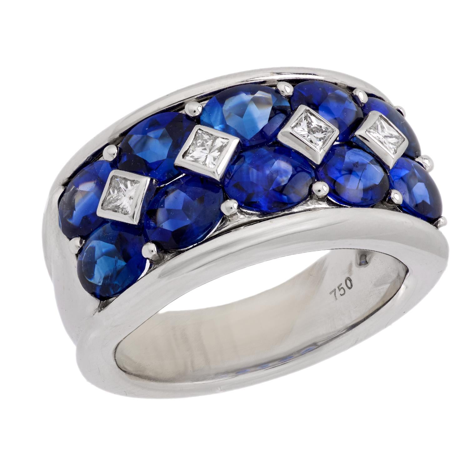 Estate 18k Sapphire and Diamond Half Band