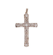 Edwardian 14k/Platinum Diamond Cross Pendant