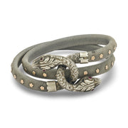 Victorian French Sterling Silver/Gold-Filled Garnet Snake Bracelet