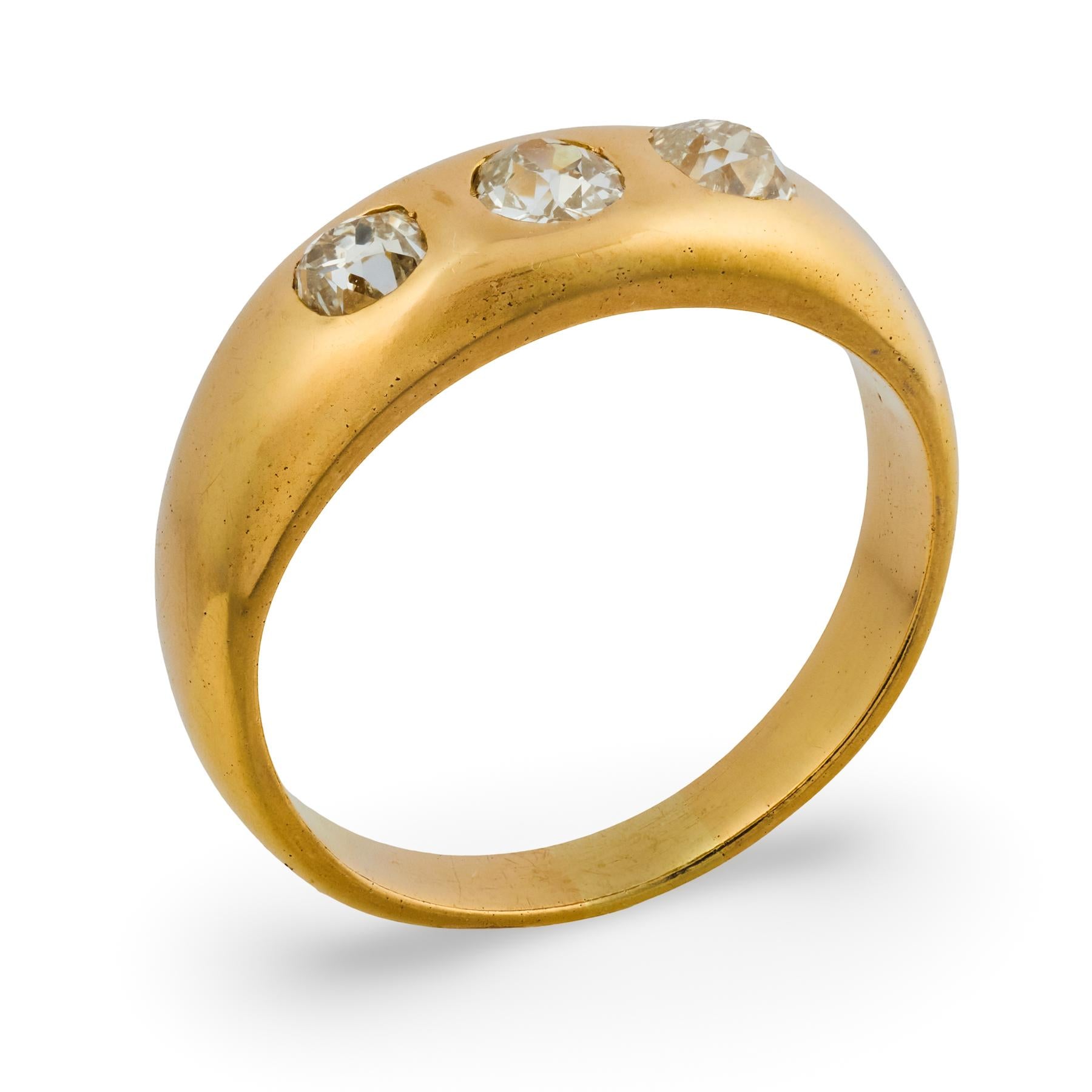 Victorian 14k Diamond Flush Mount Ring