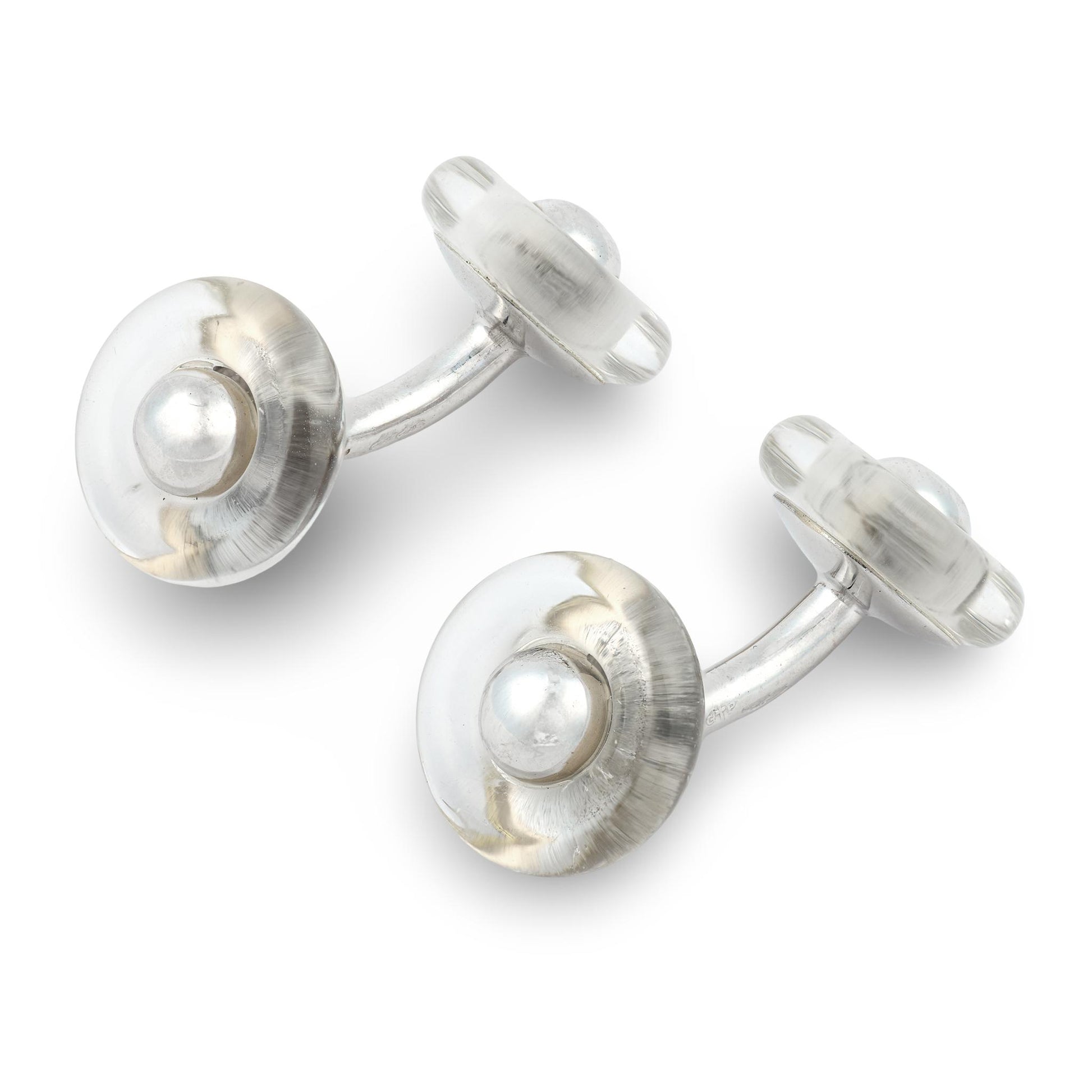 Art Deco 18k Rock Quartz Crystal Cufflinks