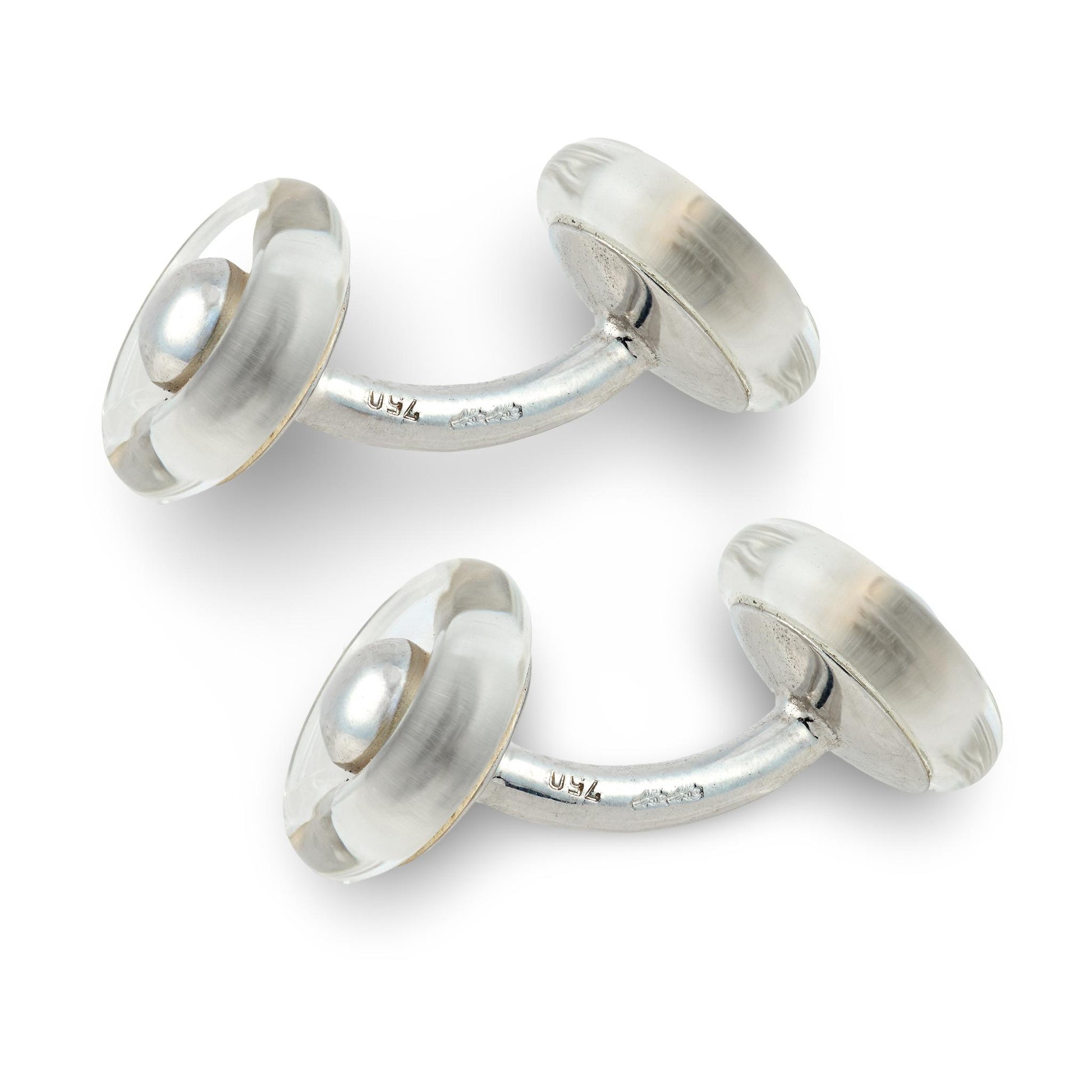 Art Deco 18k Rock Quartz Crystal Cufflinks