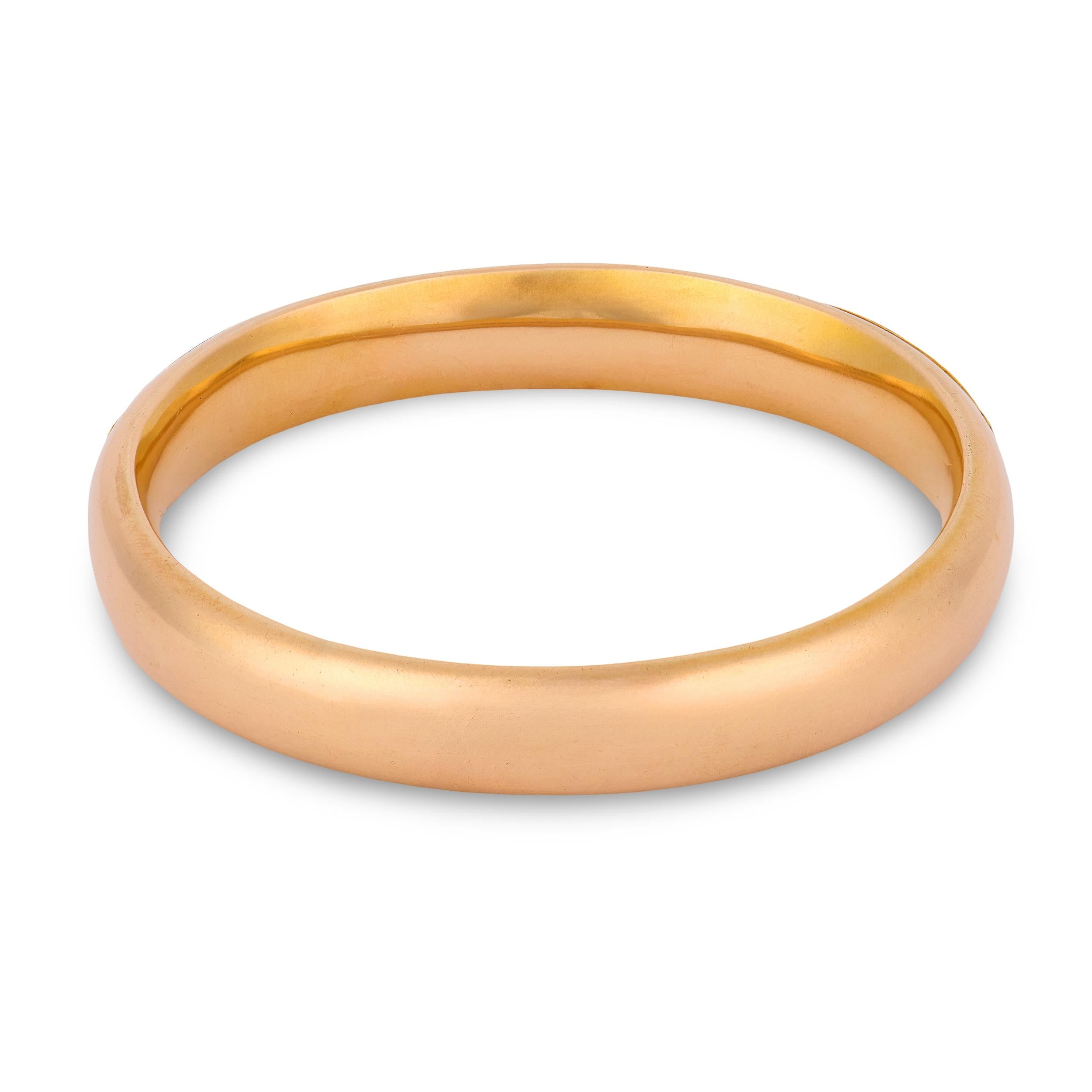 RIKER BROS. Art Nouveau 14k Diamond & Aqua Dragon-Motif Bangle