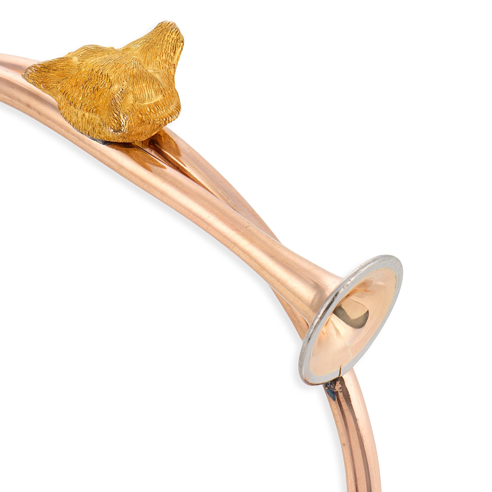 Victorian 14k Hunting Horn & Fox-Motif Bangle