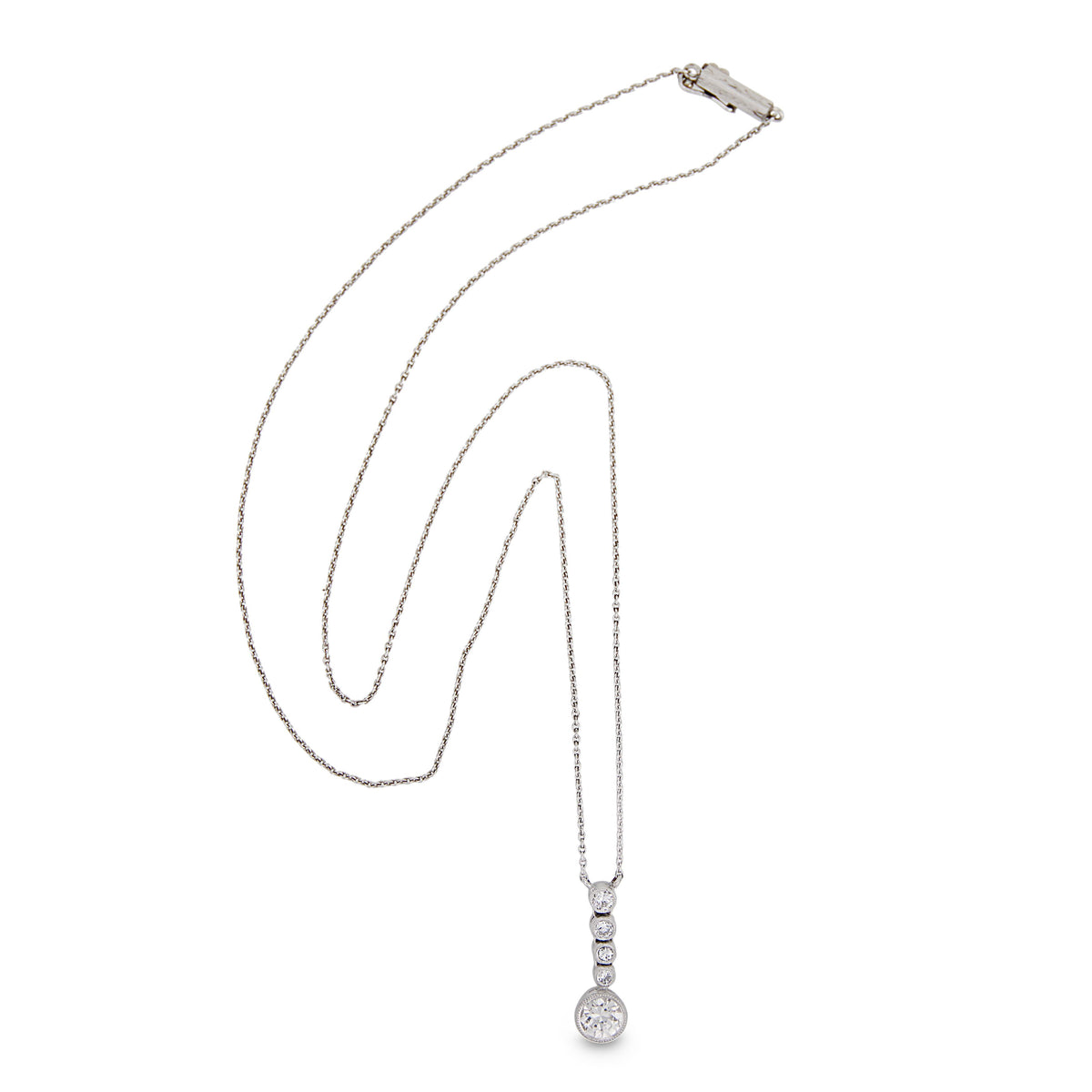 Art Deco Platinum Diamond Drop Pendant Necklace